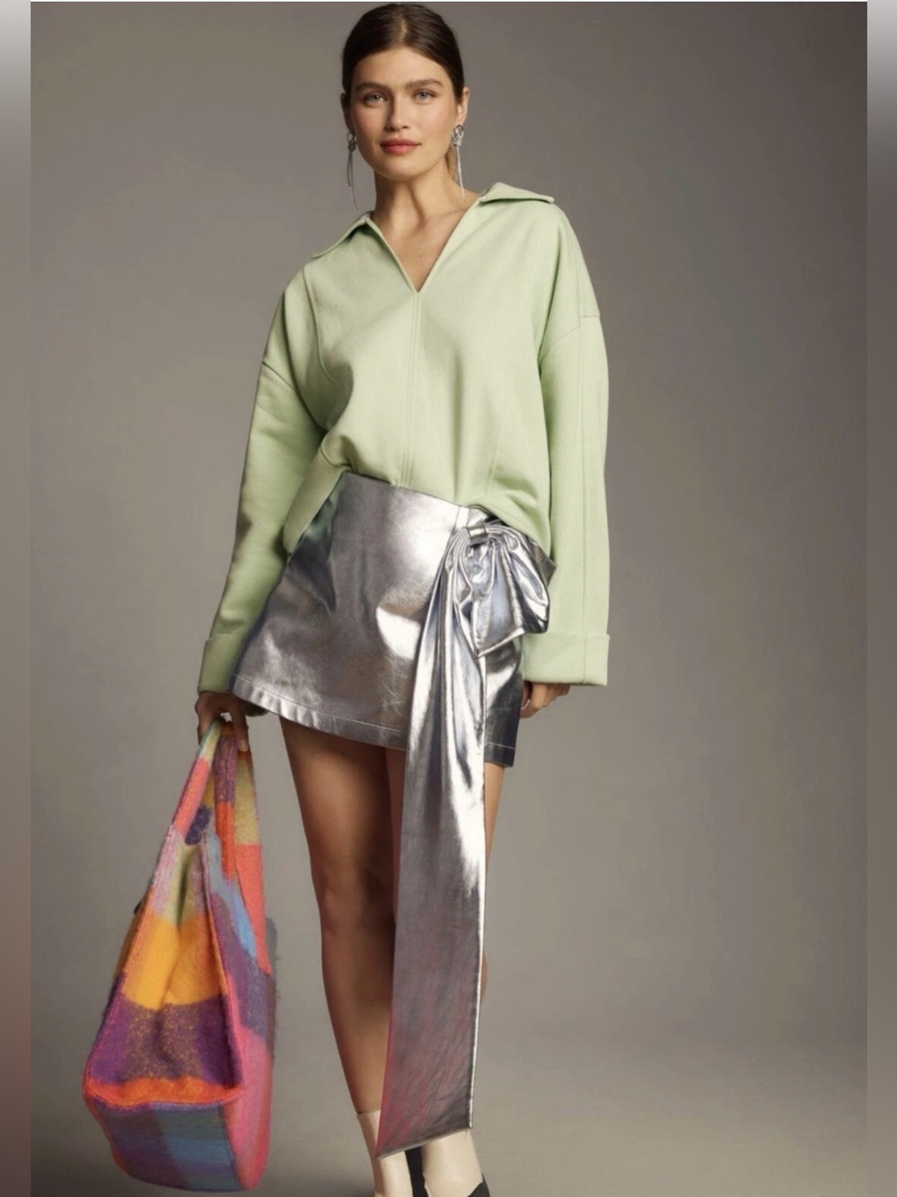 Pilcro Anthropologie Johnny Collar Sweatshirt Pullover XS Oversized Minimalist